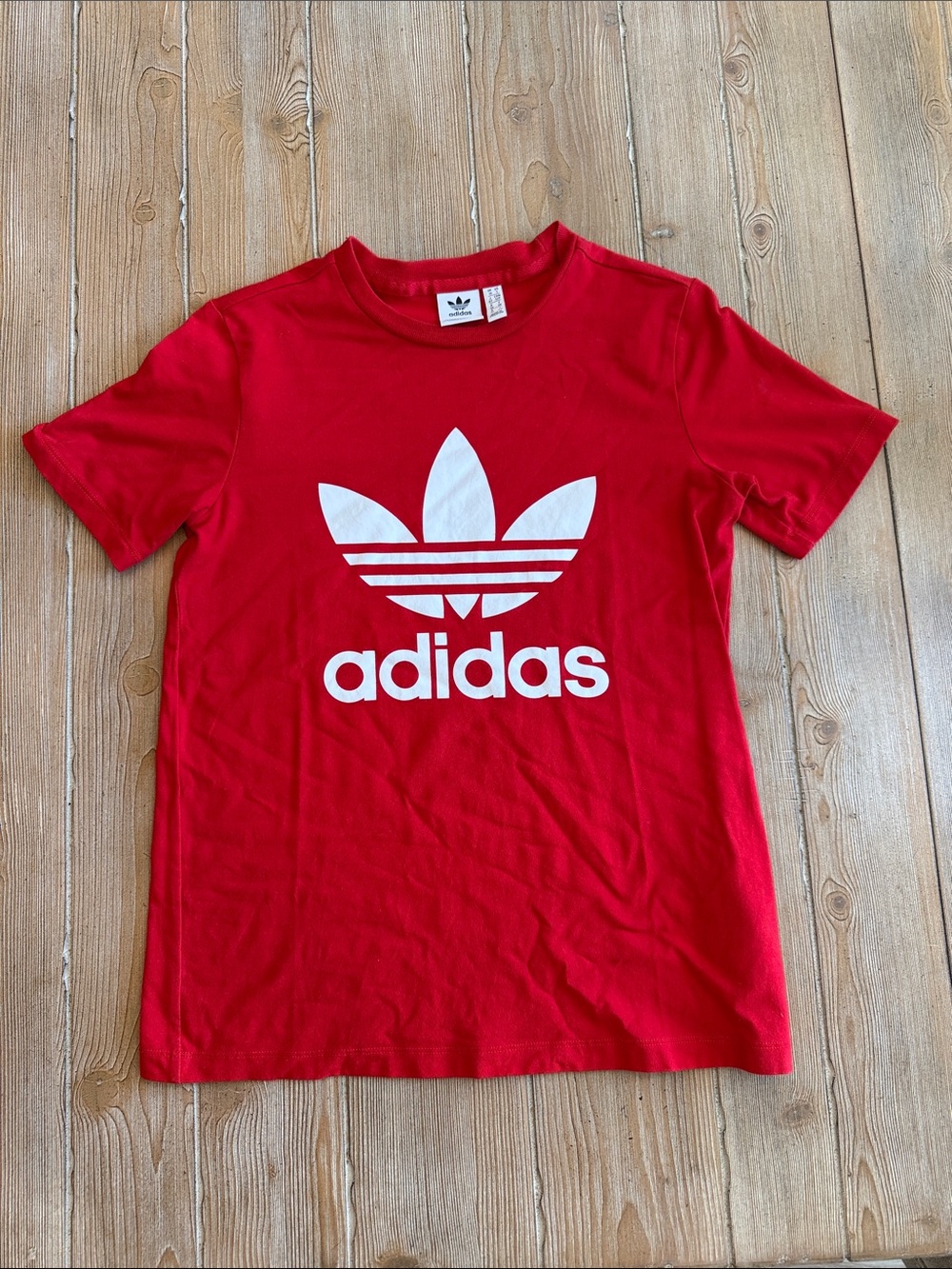 adidas Red Tee with White Trefoil Logo